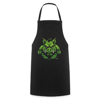 Bulk, the green monster muscle pig - Cooking Apron - black - Front - AI Model Male 185 dark (185cm)