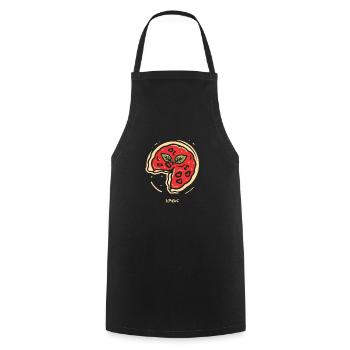 Eine minimalistische Pizza - Kochschürze - Schwarz - Vorne - AI Model Male 185 dark (185cm)