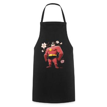 La puissante moustache japonaise : le héros Sakura - Tablier de cuisine - noir - Devant - AI Model Male 185 dark (185cm)