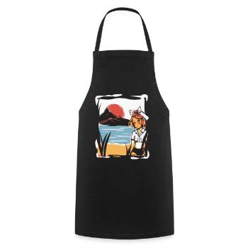 Sous le soleil rouge japonais : nature anime girls - Tablier de cuisine - noir - Devant - AI Model Male 185 dark (185cm)