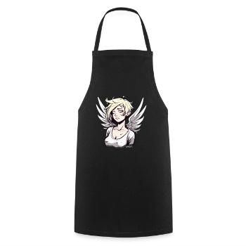 Alternate Anime Angel Girl - Cooking Apron - black - Front - AI Model Male 185 dark (185cm)