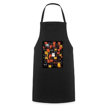Lots of cartoon street cats - Cooking Apron - black - Front - AI Model Male 185 dark (185cm)