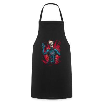 Squelette de crâne de tête d'aiguille d'horreur - Tablier de cuisine - noir - Devant - AI Model Male 185 dark (185cm)
