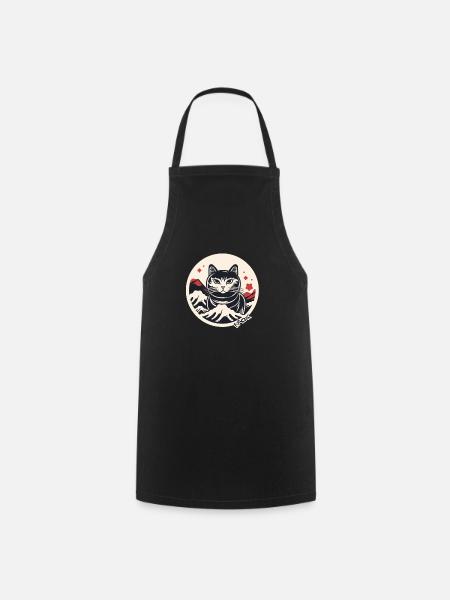 Chat du Mont Fuji du Japon - Tablier de cuisine - noir