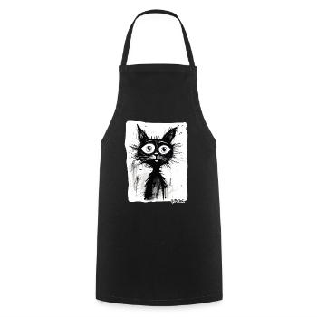 Coole Zeichnung einer Cartoon Katze - Kochschürze - Schwarz - Vorne - AI Model Male 185 dark (185cm)