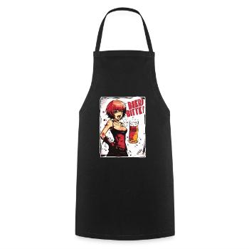 Beer Tent Punk Anime Girl, Beer Please - Cooking Apron - black - Front - AI Model Male 185 dark (185cm)