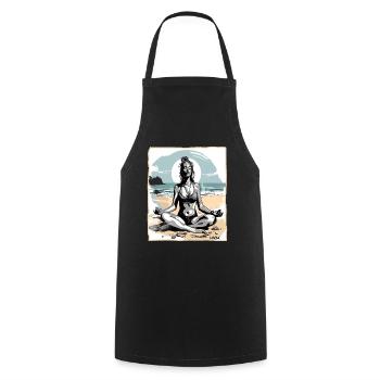 Yoga méditation sur la plage - Tablier de cuisine - noir - Devant - AI Model Male 185 dark (185cm)