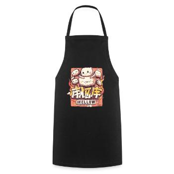 Gentle kawaii-style marshmallows - Cooking Apron - black - Front - AI Model Male 185 dark (185cm)
