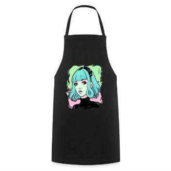 Candy Colored Cartoon Anime Girl - Cooking Apron - black - Front - AI Model Male 185 dark (185cm)