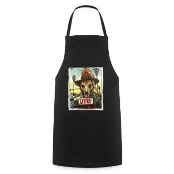 Hirsch Totenkopf Ranger, Kein Müll wegwerfen - Kochschürze - Schwarz - Vorne - AI Model Male 185 dark (185cm)