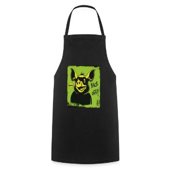 Funny Pig: Go away, get away - Cooking Apron - black - Front - AI Model Male 185 dark (185cm)