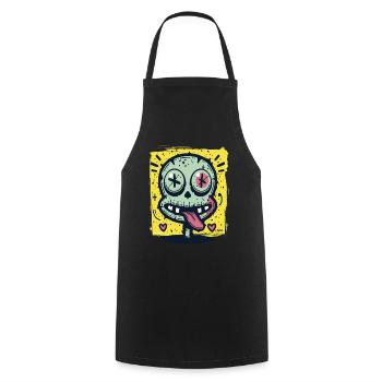 Hearts and a naughty crazy freak - Cooking Apron - black - Front - AI Model Male 185 dark (185cm)
