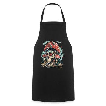 Forest of Horrible Skull Skull Mushrooms - Cooking Apron - black - Front - AI Model Male 185 dark (185cm)