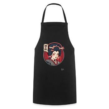 Funny Cartoon Geisha : Oh So Big ! - Tablier de cuisine - noir - Devant - AI Model Male 185 dark (185cm)