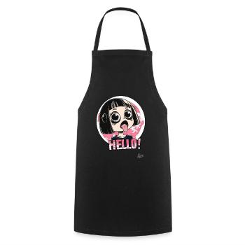 Naughty Japanese girl says hello - Cooking Apron - black - Front - AI Model Male 185 dark (185cm)