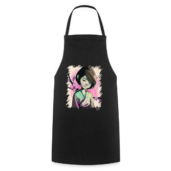 La Sakura Girl japonaise - Tablier de cuisine - noir - Devant - AI Model Male 185 dark (185cm)