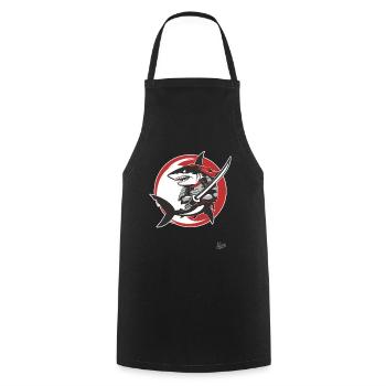 Requin Katana samouraï - Tablier de cuisine - noir - Devant - AI Model Male 185 dark (185cm)