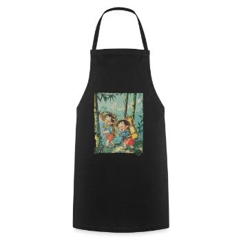 Chinese Children: Hike in the Bamboo Forest - Cooking Apron - black - Front - AI Model Male 185 dark (185cm)