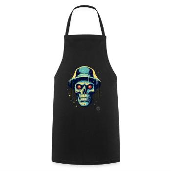 Drôle cool crâne avec chapeau - Tablier de cuisine - noir - Devant - AI Model Male 185 dark (185cm)
