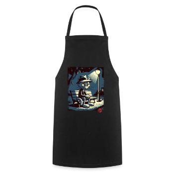 a night in the park and a melancholic cat - Cooking Apron - black - Front - AI Model Male 185 dark (185cm)