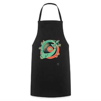 Musique rétro et design de voyage « Plate & Airplane » - Tablier de cuisine - noir - Devant - AI Model Male 185 dark (185cm)