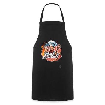 Sizzle and Spice, Scharfe Pepperoni Koch - Kochschürze - Schwarz - Vorne - AI Model Male 185 dark (185cm)