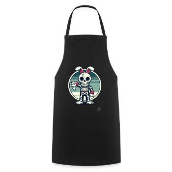 Creepy skeleton bunny with thumbs down - Cooking Apron - black - Front - AI Model Male 185 dark (185cm)