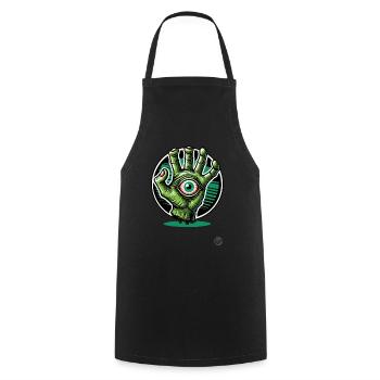 Main Mutant Zombie Vert avec Œil - Tablier de cuisine - noir - Devant - AI Model Male 185 dark (185cm)