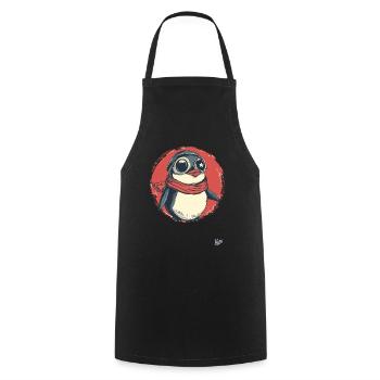 Cheerful penguin with glasses and scarf - Cooking Apron - black - Front - AI Model Male 185 dark (185cm)