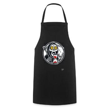 Time is running out, Grim Reaper with hourglass - Cooking Apron - black - Front - AI Model Male 185 dark (185cm)