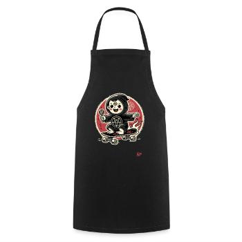 Funny parody satanic cult skateboarder - Cooking Apron - black - Front - AI Model Male 185 dark (185cm)