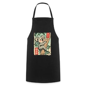Retro Japanese Postcard with Koala - Cooking Apron - black - Front - AI Model Male 185 dark (185cm)