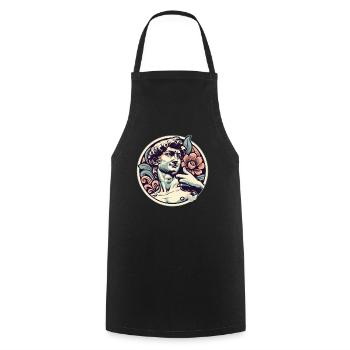 David with thumbs up in Florence with flowers - Cooking Apron - black - Front - AI Model Male 185 dark (185cm)