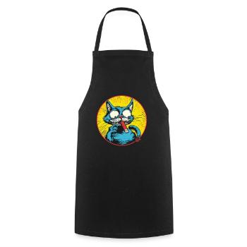 Cool Blue Antihero Cat - Cooking Apron - black - Front - AI Model Male 185 dark (185cm)