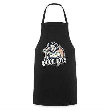 Beautiful strict nerd lady: Good boy! - Cooking Apron - black - Front - AI Model Male 185 dark (185cm)