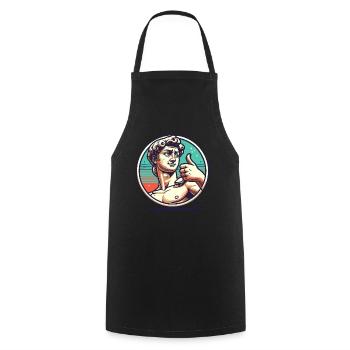 Florence: Thumbs up from David - Cooking Apron - black - Front - AI Model Male 185 dark (185cm)