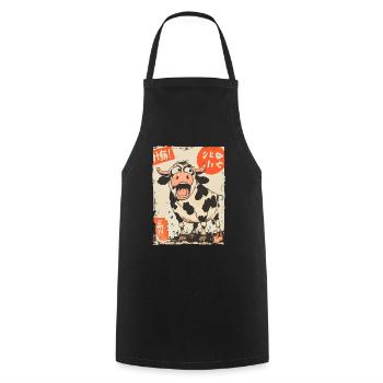 Vache de dessin animé japonais avec fantaisie - Tablier de cuisine - noir - Devant - AI Model Male 185 dark (185cm)