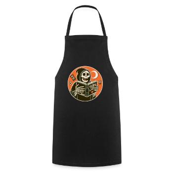 Grim Reaper reads guidebook book for life - Cooking Apron - black - Front - AI Model Male 185 dark (185cm)
