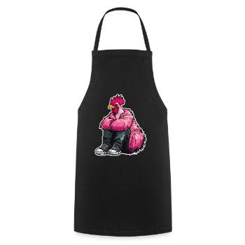 Fashionable Fashion Rooster in Pink Feather Chicken Jacket - Cooking Apron - black - Front - AI Model Male 185 dark (185cm)