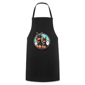 Funny Doberman Dogs - Cooking Apron - black - Front - AI Model Male 185 dark (185cm)