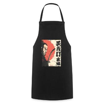 Japanese Red Sun Samurai - Cooking Apron - black - Front - AI Model Male 185 dark (185cm)