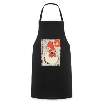 Wütender lustiger Cartoon-Hahn - Kochschürze - Schwarz - Vorne - AI Model Male 185 dark (185cm)