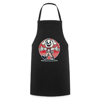 Funny cartoon dog with cheerful greeting - Cooking Apron - black - Front - AI Model Male 185 dark (185cm)