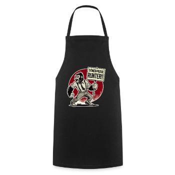 Gorille avec pancarte : les prix du kebab baissent ! - Tablier de cuisine - noir - Devant - AI Model Male 185 dark (185cm)