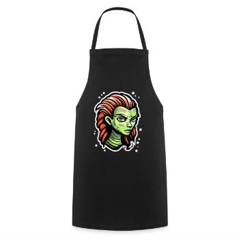Green Alien Woman – Sci-Fi Tattoo Style - Cooking Apron - black - Front - AI Model Male 185 dark (185cm)