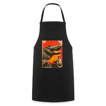 Retro Dinosaur Crocodile Adventure - Cooking Apron - black - Front - AI Model Male 185 dark (185cm)