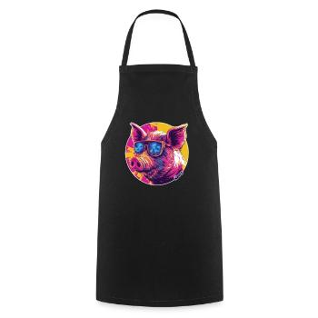 Cool pig with sunglasses - Cooking Apron - black - Front - AI Model Male 185 dark (185cm)