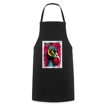 Pfau mit pinkem Blick im Streetart-Look - Kochschürze - Schwarz - Vorne - AI Model Male 185 dark (185cm)