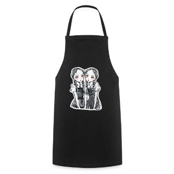 Sisters are twins with red eyes - Cooking Apron - black - Front - AI Model Male 185 dark (185cm)