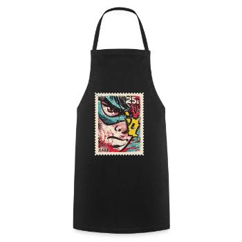 Héros de bande dessinée comme tampon rétro - Tablier de cuisine - noir - Devant - AI Model Male 185 dark (185cm)